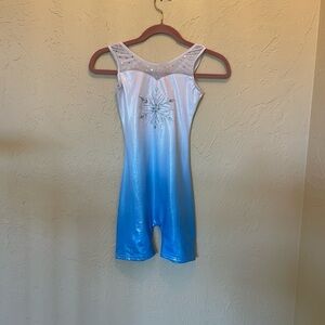 Blue and White Gymnastics Leotard